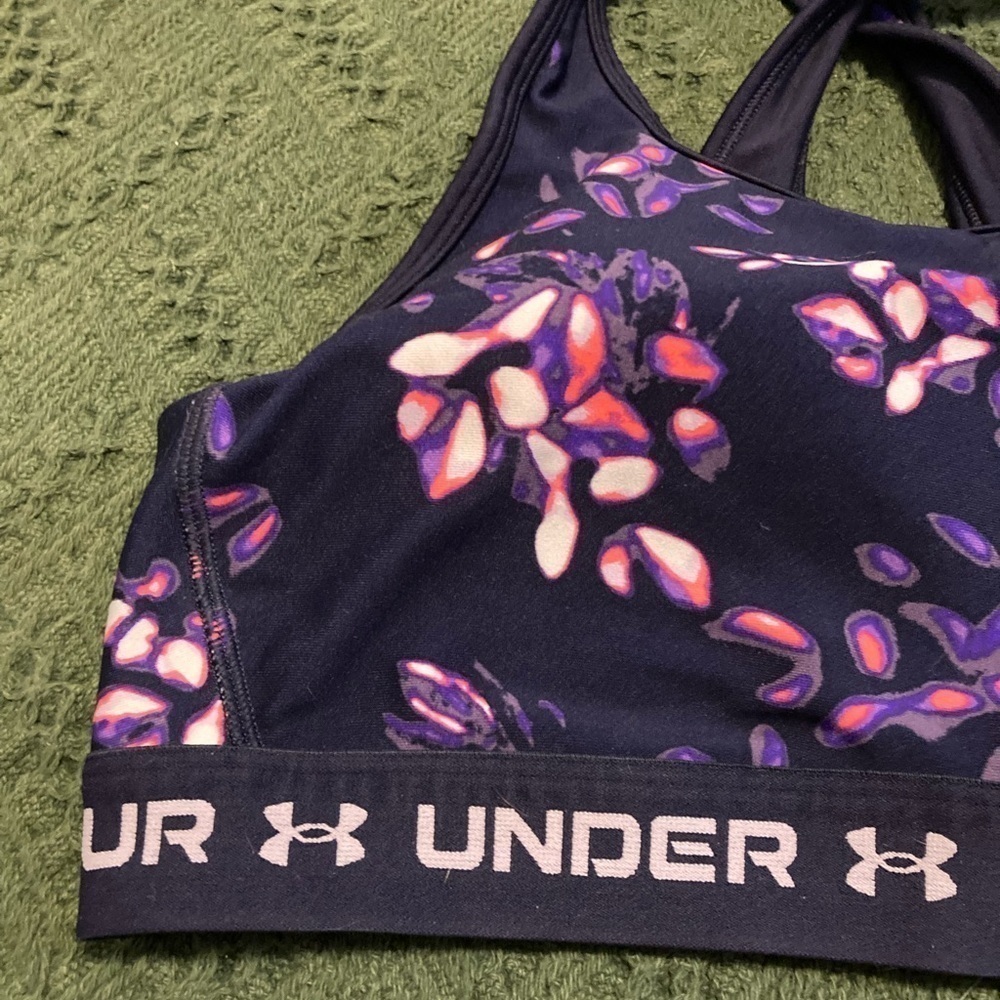 Under Armour Women's Blue And Purple Crossback Mid Sports Bra Size 1X - Picture 3 of 10